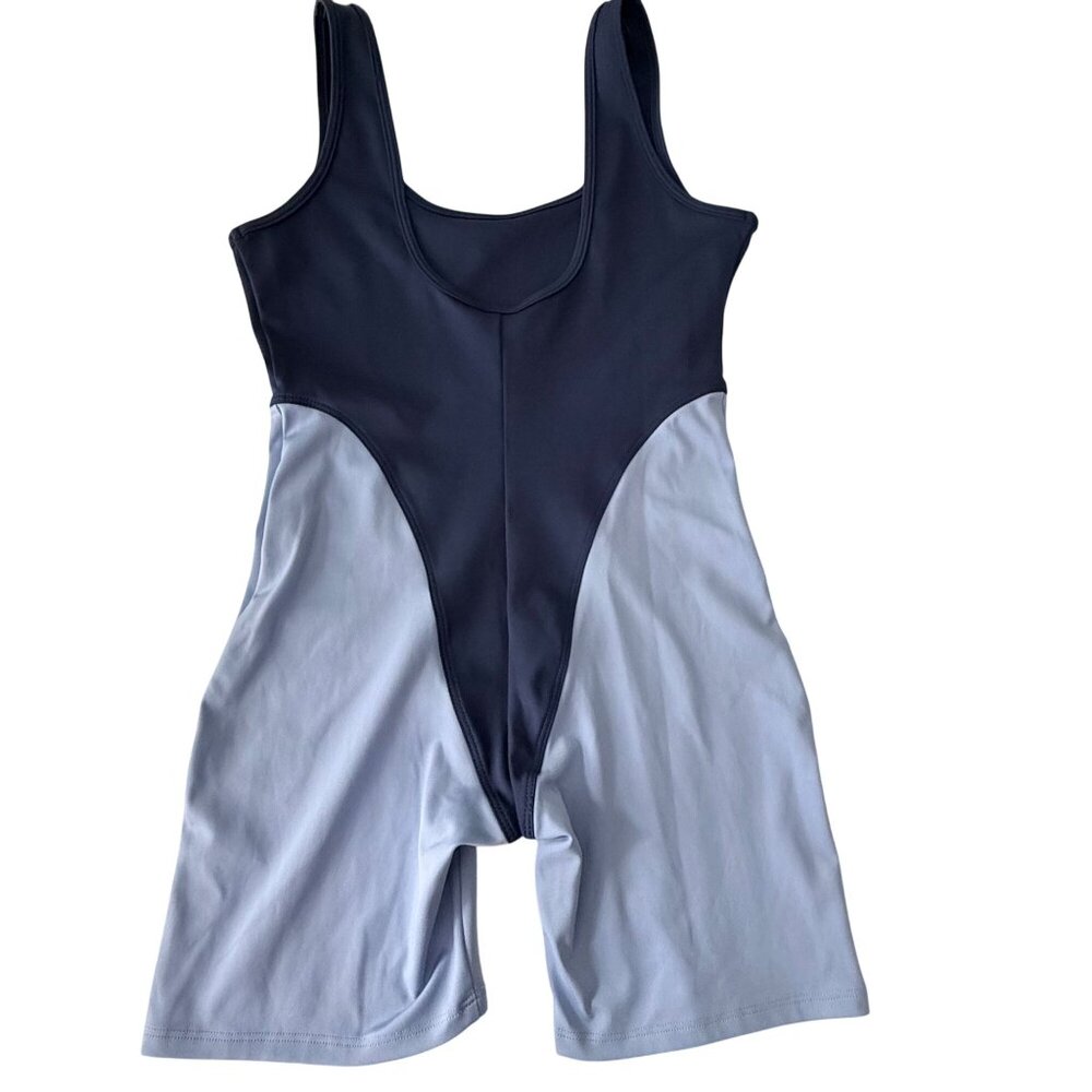 Héros Active Womens Navy & Light Blue Recycled Poly/Spandex Athletic Bodysuit - Picture 3 of 6
